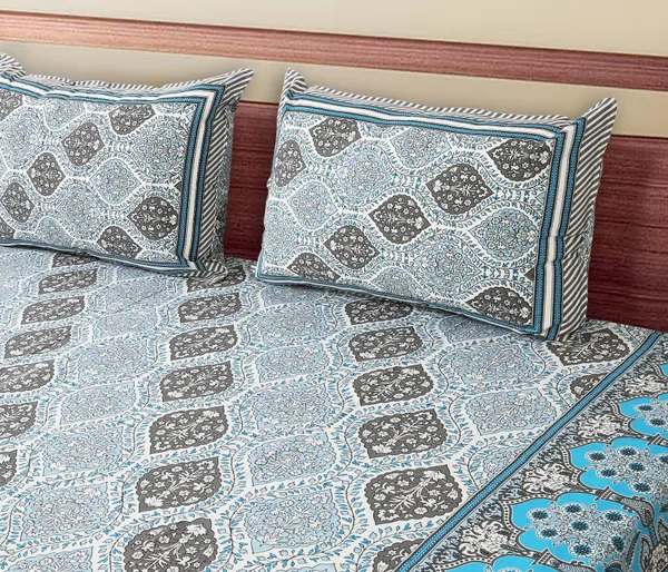 Blue_Cotton_The_Jaipuri_Lattice_Double_Bedsheet_With_Pillow_Cover